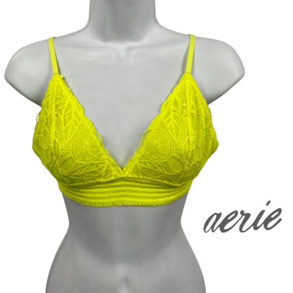 Aerie Lace Longline Bralette – Neon Yellow – Size Medium - Picture 1 of 9